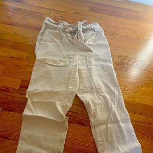 High waisted tied paper bag pants